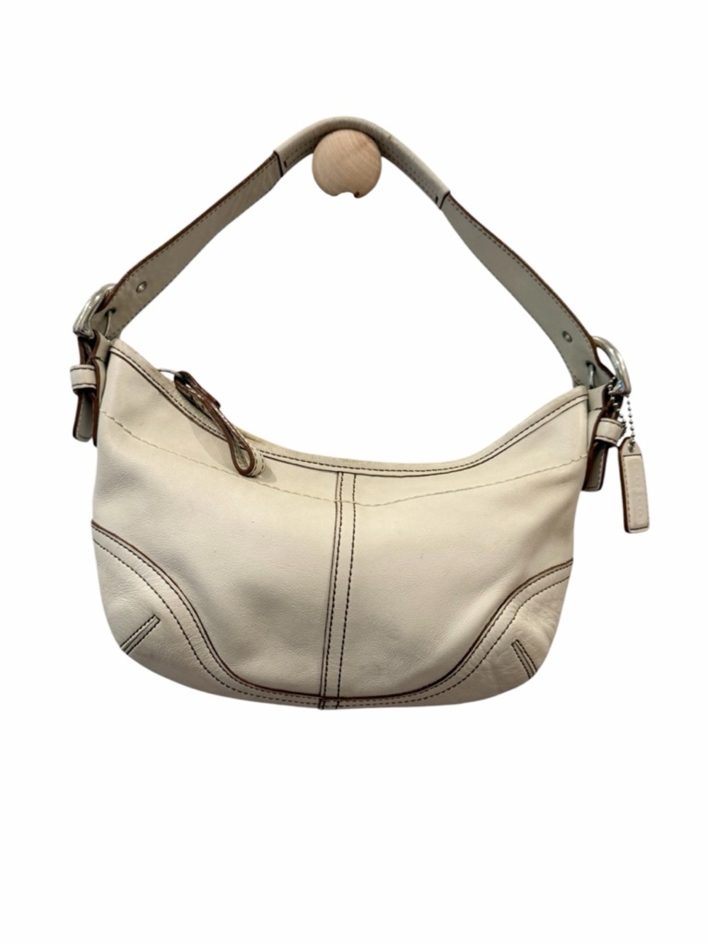 Coach Soho Mini Hobo Bag Cream Leather #9541 Y2K Shoulder Purse